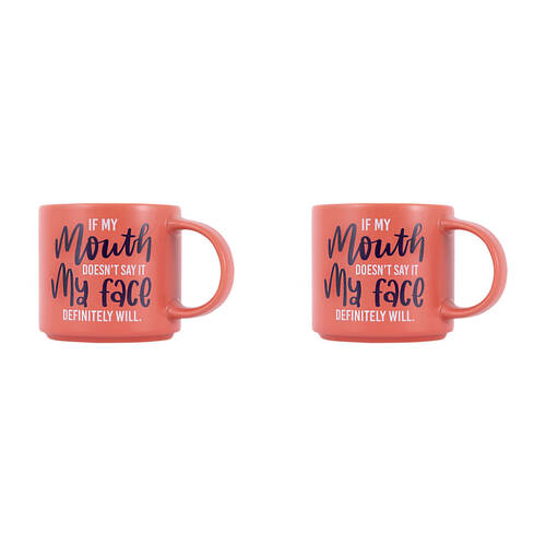 2PK Splosh Cheeky Face Ceramic Coffee/Tea Mug 9x13.5cm - Red