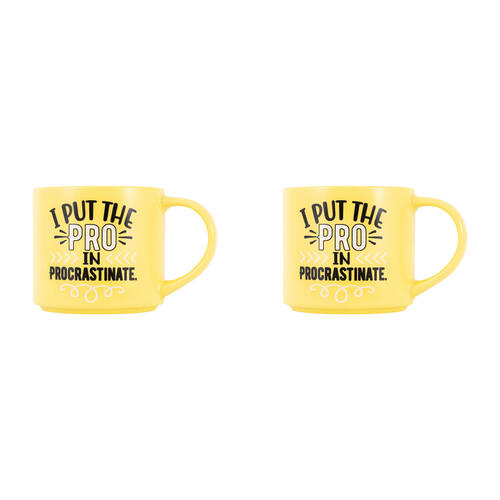 2PK Splosh Cheeky Procrastinate Ceramic Coffee/Tea Mug 9x13.5cm - Yellow