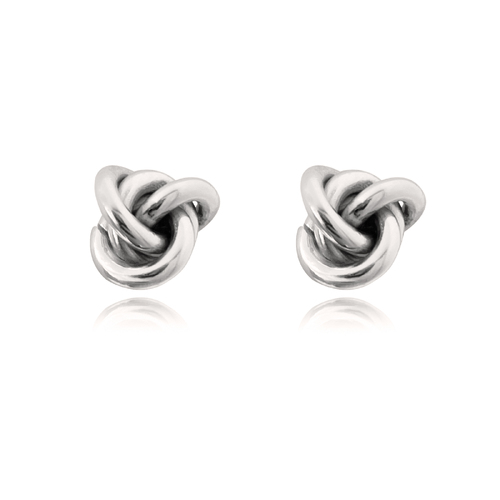 Culturesse Esti Artsy 10mm Knot Stud Earrings - Silver