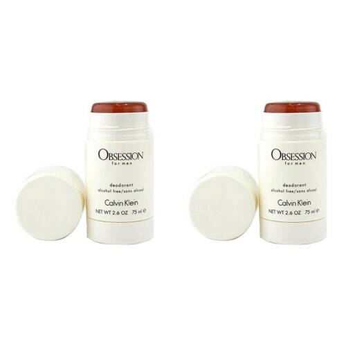 2PK Calvin Klein Obsession Deodorant Stick Alcohol Free/Sons Alcool For Men 2.6oz