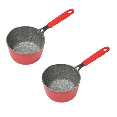 2PK Classica Mini Milk Pot Round Non-Stick Sauce Pan 12 cm Red