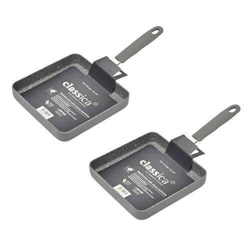 2PK Classica Mini Grill Square Pan Non-Stick 14cm Grey