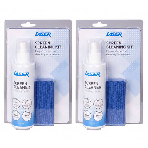 2PK Laser 250ml Screen Cleaning Kit w/ Microfibre Cloth