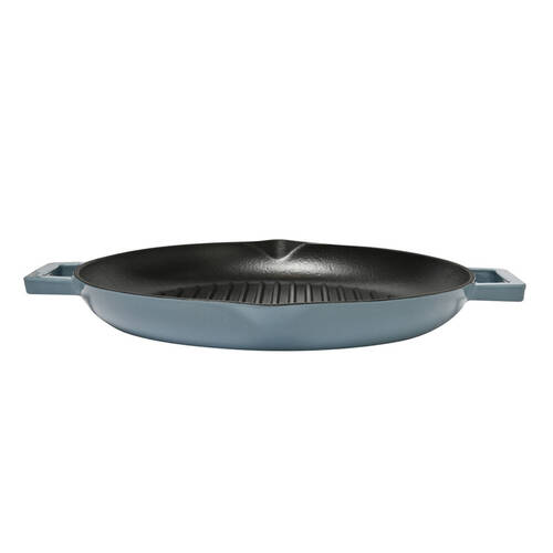 Classica Cast Iron Grill Pan Enamel Coating 31cm Sky Blue