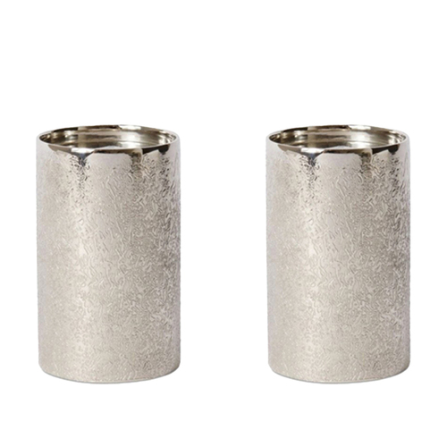2PK E Style Viaan 16cm Aluminium Pillar Candle Holder - Nickel