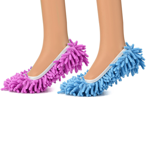 4pc Lazy Housekeeper Mop Slippers Microfibre Soles Assorted