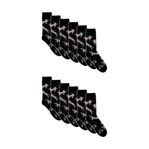 12PK Sock Wave Fun Colourful Pattern Crew Length Socks Mix B One Size Assorted