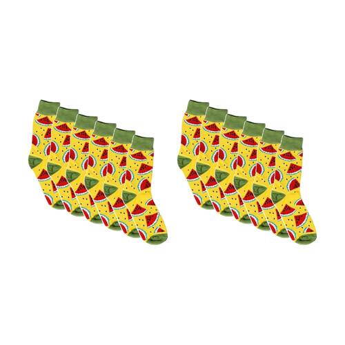 12PK Sock Wave Fun Colourful Pattern Crew Length Socks Mix C One Size Assorted