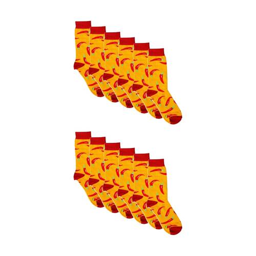 12PK Sock Wave Fun Colourful Pattern Crew Length Socks Mix D One Size Assorted