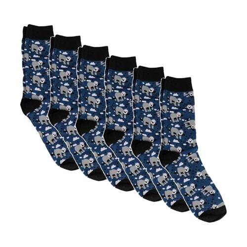 6PK Sock Wave Fun Colourful Pattern Crew Length Socks Mix F One Size Assorted