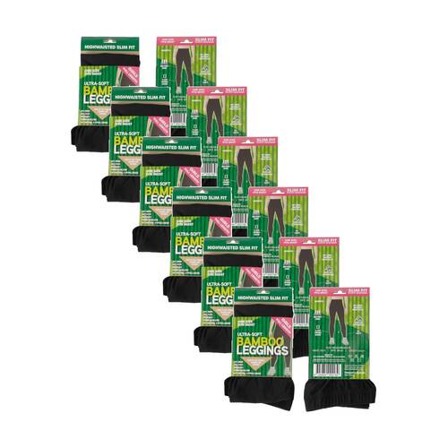 6PK Brazco Girls Bamboo Leggings Full Length High Waist Slim Fit One Size