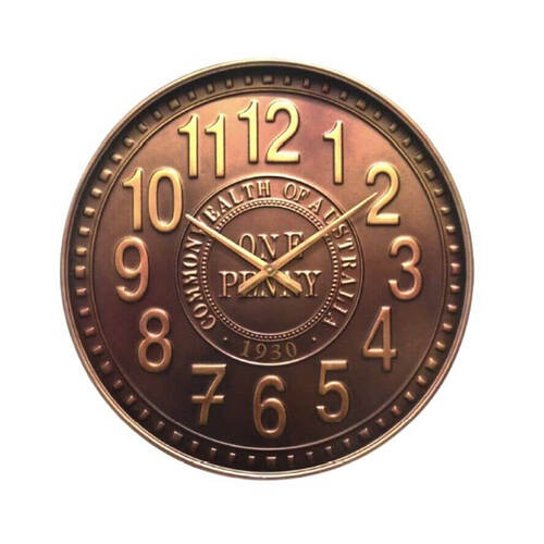 Darlin Australian One Penny Wall Clock Home Office Decor 72x6.5cm Brown