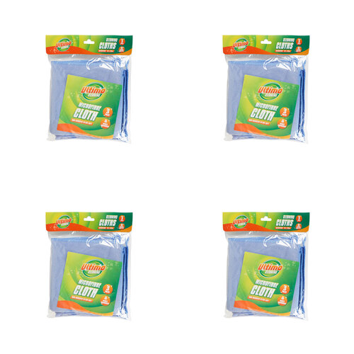 4x 3pc Ultimo Microfibre Universal Cleaning Cloths Versatile Cleaning Blue 40x40cm