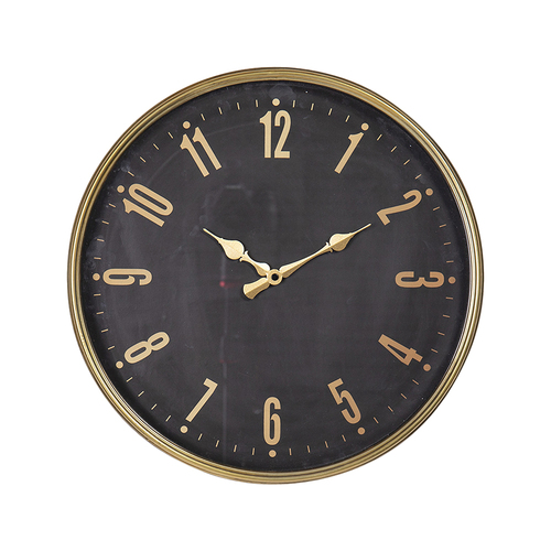 DWBH 40cm Glass Front Round Metal Wall Clock - Black
