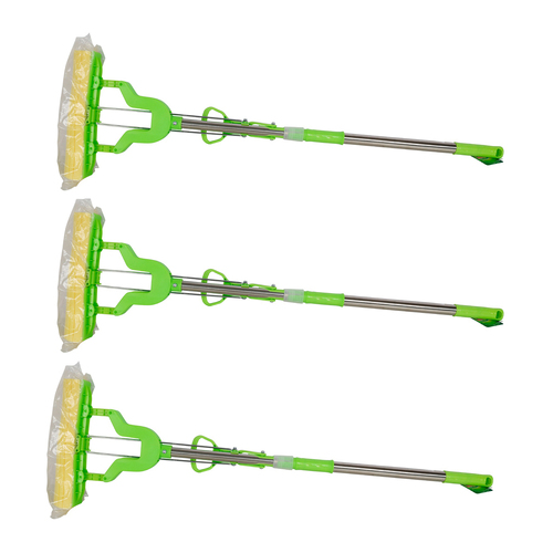 3PK Ultimo Squeeze Sponge Mop Green Heavy Duty Cleaning 100X20cm