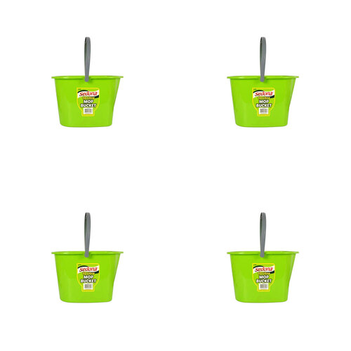 4PK Ultimo Mop Bucket 10L Green with Grey Handle Durable Cleaning Accessory 24x35cm
