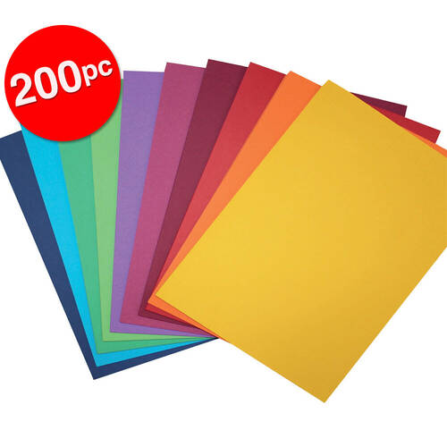 2x 100pc ColourfulDays A4 Colour Board 200gsm Assorted Colour Sheets