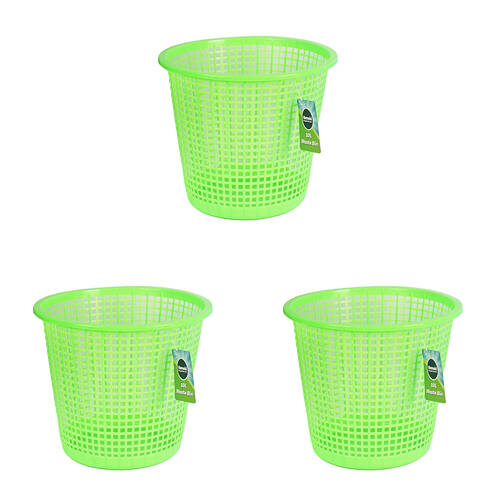 3PK Kemasi Round Open Rubbish Waste Bin Trash Can 10L 23x26cm Assorted