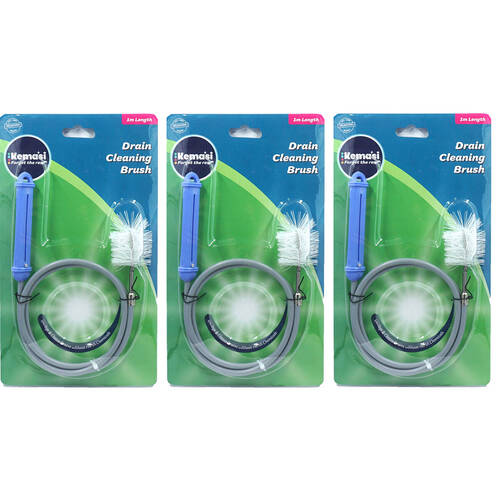 3PK Kemasi Flexible Kitchen/Bathroom Drain Cleaning Cable Brush 1m Grey