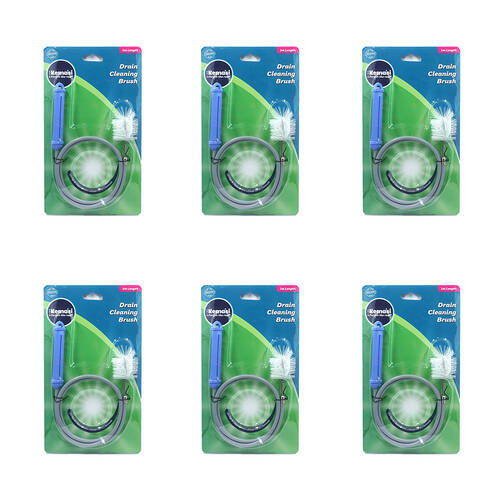 6PK Kemasi Flexible Kitchen/Bathroom Drain Cleaning Cable Brush 1m Grey