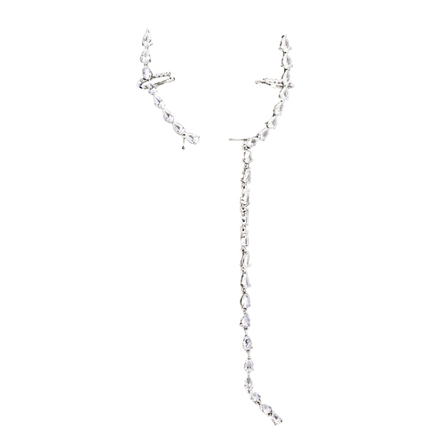 Culturesse Gia Carlo 150mm Diamante Mismatching Earrings - White Gold