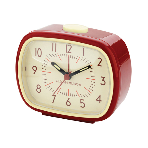 Legami Retro Alarm Clock w/ Glow In The Dark Hands - Red