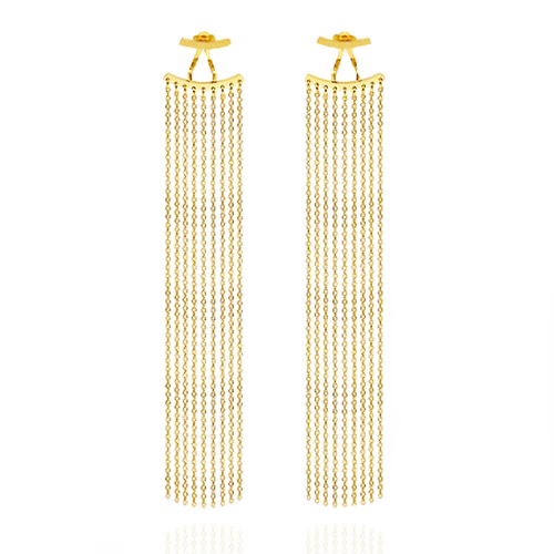 Culturesse Lizette 118mm Luxury Golden Tassel Earrings - Gold