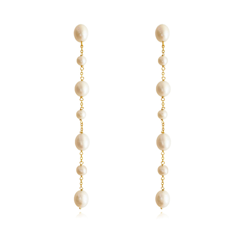 Culturesse 11.5cm Valentina 24K Freshwater Drop Earrings - Gold/Pearl