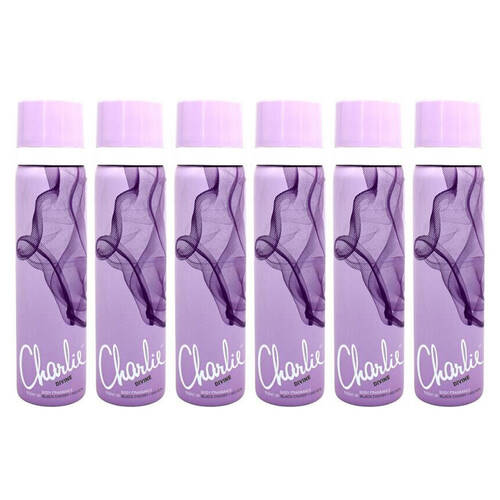 6PK Charlie Divine Women's Body Spray Mist 75ml Black Cherry Iris Petal