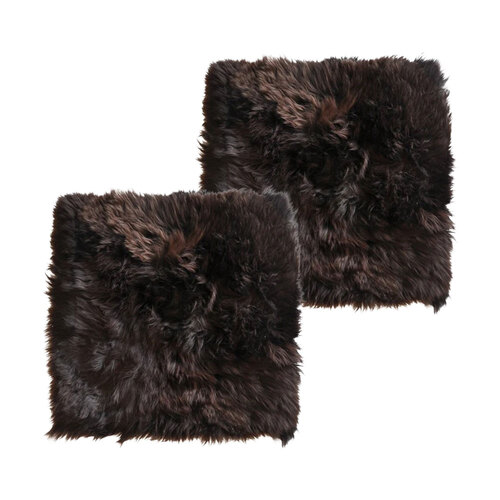 2PK Auskin The Gulgong Sheepskin Cushion Cover 50cm - Chocolate