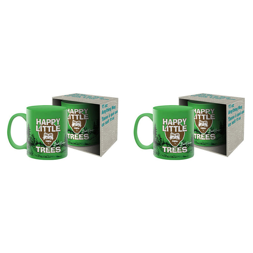 2PK Aquarius Bob Ross Trees Ceramic Mug w/ Handle Green 325ml
