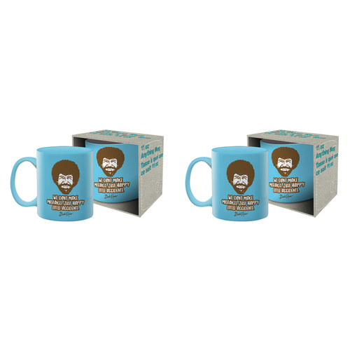 2PK Aquarius Bob Ross Accidents Ceramic Mug w/ Handle 325ml Blue