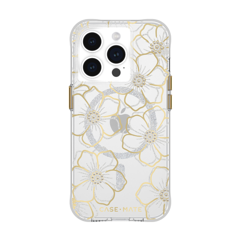 Case-Mate Floral Gems MagSafe Case For Apple iPhone 15 Pro - Gold