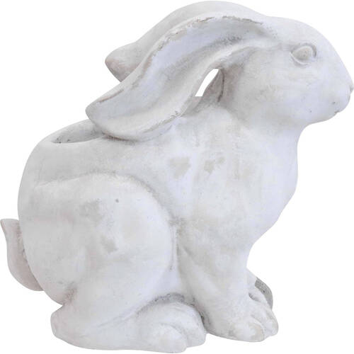LVD Concrete Hare Planter Sculpture Garden Decor 28.5x27cm - White