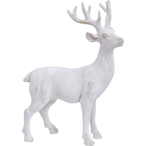 LVD Concrete Deer Standing Sculpture Garden Decor 33x46cm - White