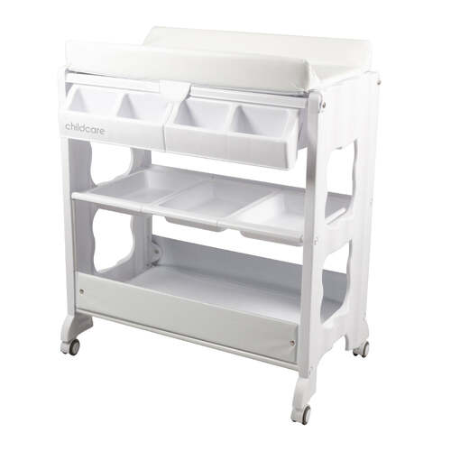 Childcare Palma Change Centre w/Storage & Wheels - White 12M+