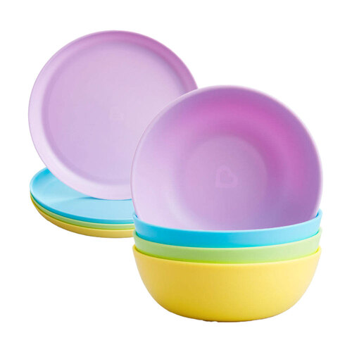 8PC Munchkin BPA-Free Plastic Multi Assorted Bowls & Plates 6M+