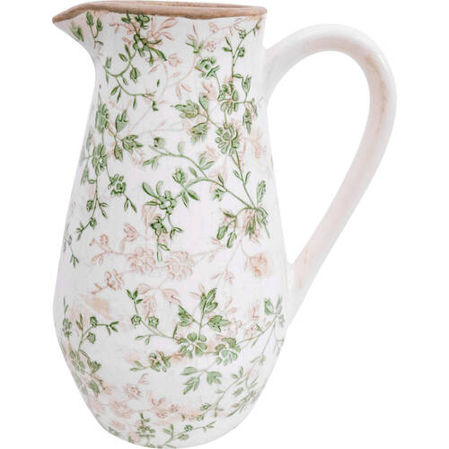 LVD Ceramic Floral Jug/Pitcher Kitchen Decor 19x25.5cm - Evergreen
