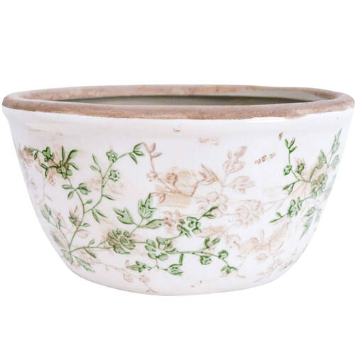 LVD Ceramic Low Planter Home/Garden Decor 21cm Evergreen