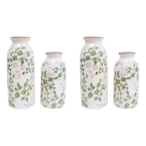 4pc LVD Ceramic Bud Flower Vases Set Home Decor Evergreen