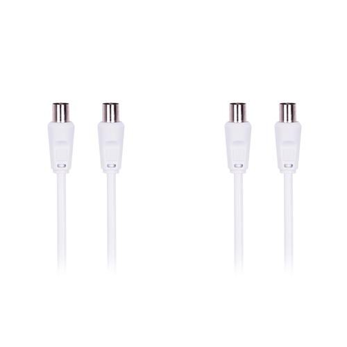 2PK Crest 1.5m Dual Shield Male TV Antenna Cable - White