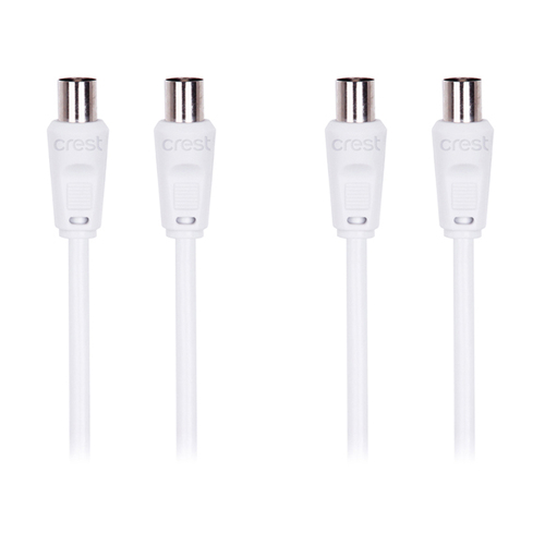 2PK Crest 3m Dual Shield Male TV Antenna Cable - White