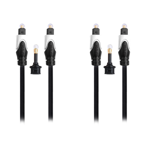 2PK Crest 1m Digital Optical Toslink Cable Cord - Black