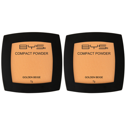2PK BYS Compact 7g Powder Face Makeup Cosmetics - Golden Beige