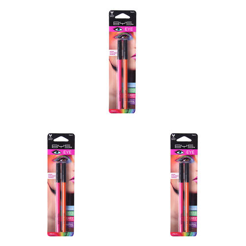 3x 2pc BYS Neon Eyeliner Pencil Duo Pink/Orange 1.2g