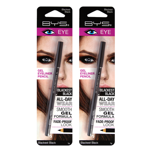 2PK BYS Gel Eyeliner Pencil Fade-Proof Makeup Blackest Black 1g