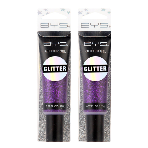 2PK BYS Purple Glitter 17ml Gel Skin/Hair Makeup