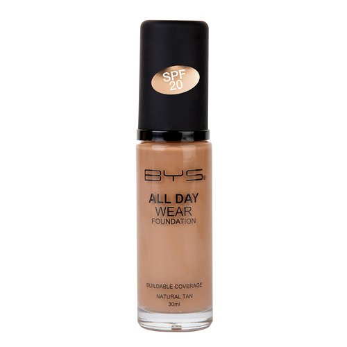 BYS 30ml All Day Wear SPF 20 Liquid Foundation Face Makeup - Natural Tan