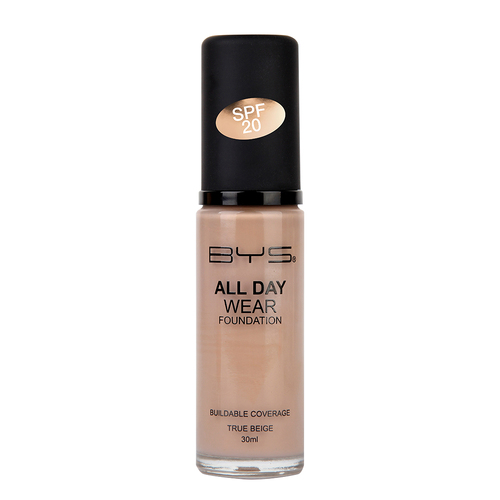 BYS 30ml All Day Wear SPF 20 Liquid Foundation Face Makeup - True Beige