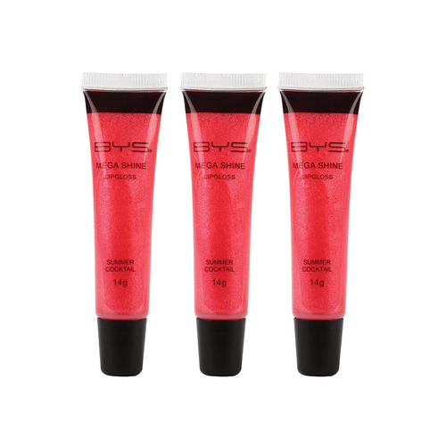 3PK BYS Mega Shine Lipgloss Makeup Summer Cocktail 14g